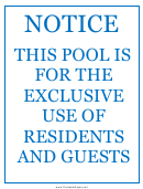 Pool For Residents Guests