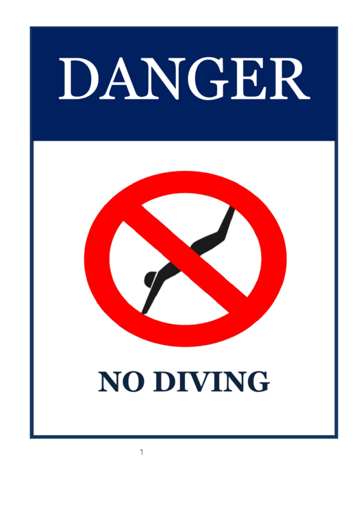 Danger No Diving Printable pdf