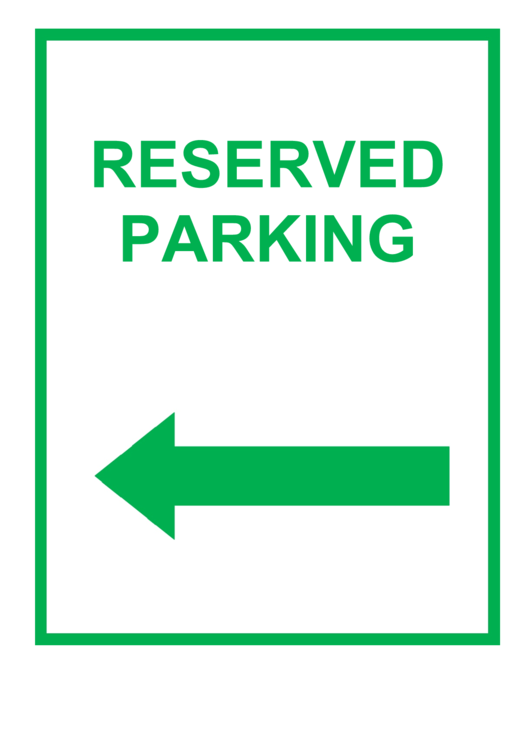 Reserved Parking Left Green Sign Printable pdf