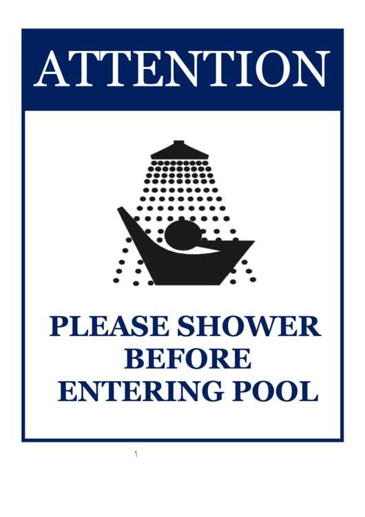 Shower Before Entering Pool printable pdf download