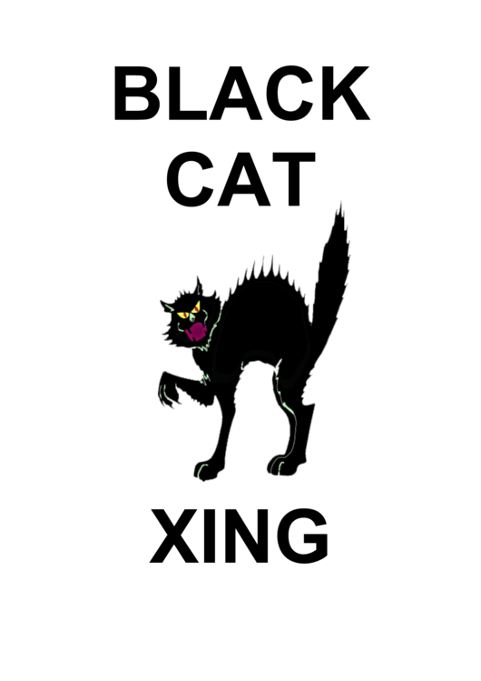 Black Cat Xing Sign Printable pdf