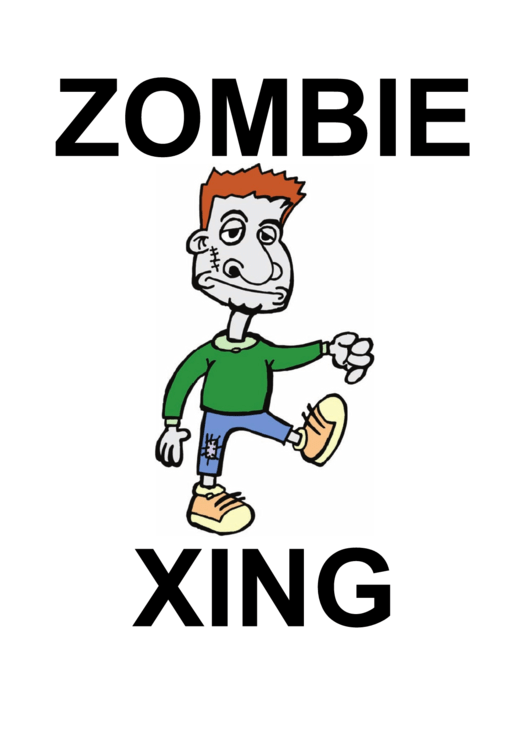 Zombie Xing Sign Printable pdf