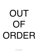 Out Of Order Portrait Sign