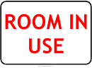 Room In Use Sign Template