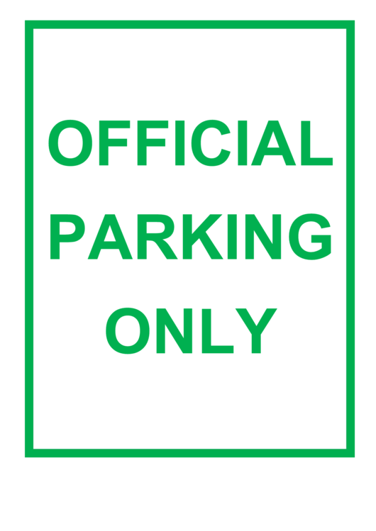 Official Parking Only Green Sign Printable pdf