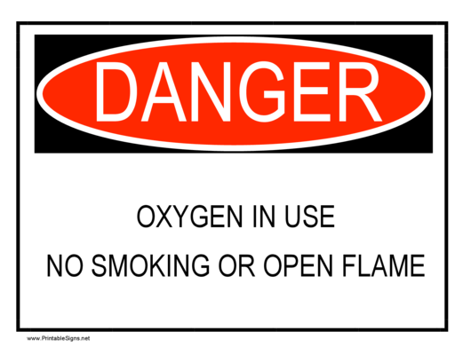 Danger-Oxygen In Use Sign Printable pdf