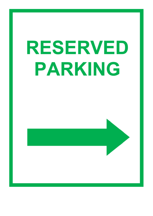 Reserved Parking Right Green Sign Printable pdf