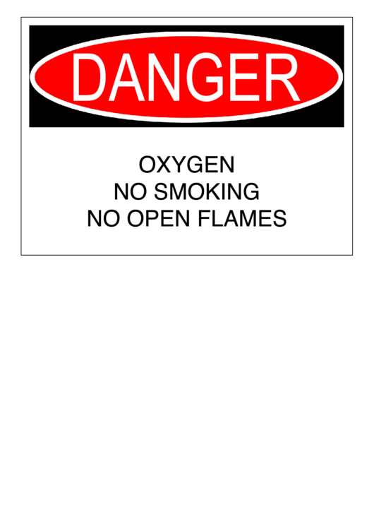 Danger Oxygen Sign Printable pdf
