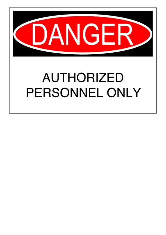 Danger Authorized Personnel Only Printable pdf