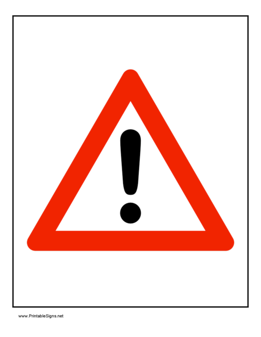 Attention Triangle Sign Printable pdf