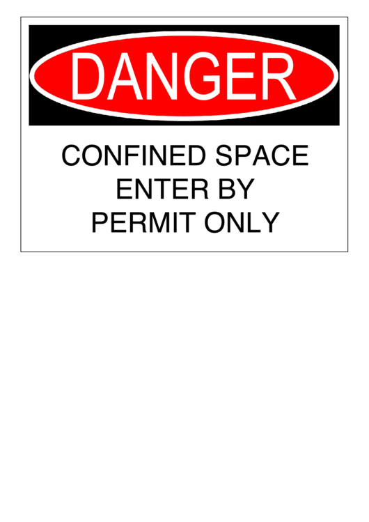 Danger Confined Space Permit Required Printable pdf