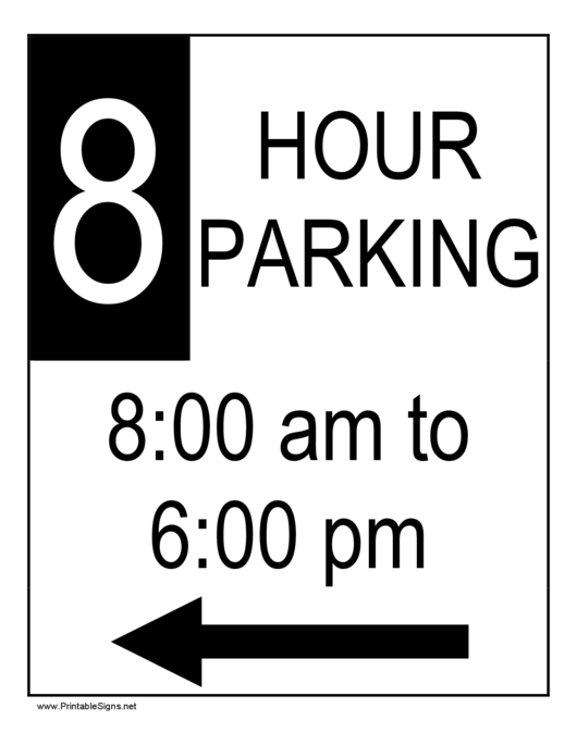 8 Hour Parking Printable pdf