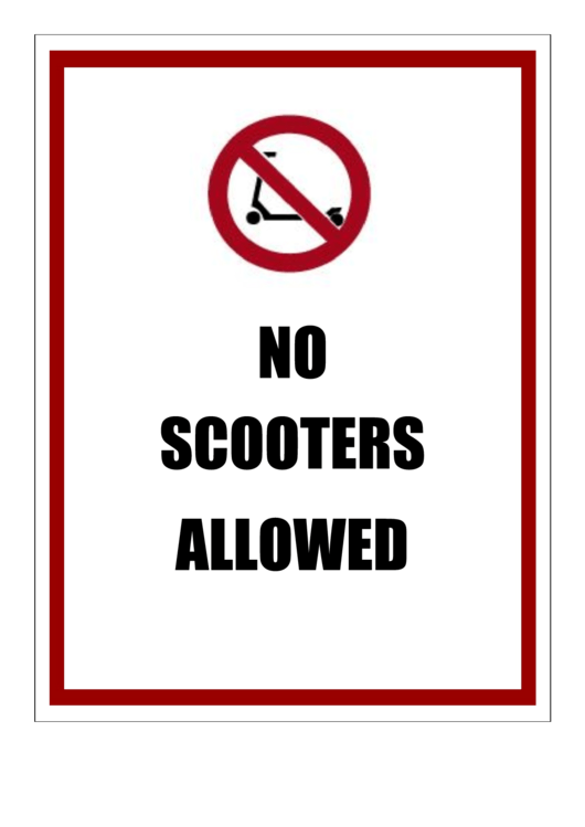 No Scooters Allowed Sign Printable pdf