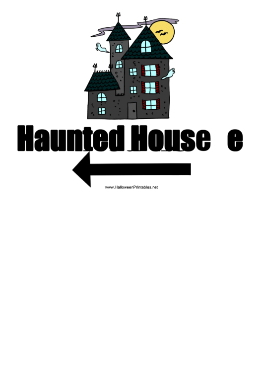 Haunted House Left Sign Printable pdf