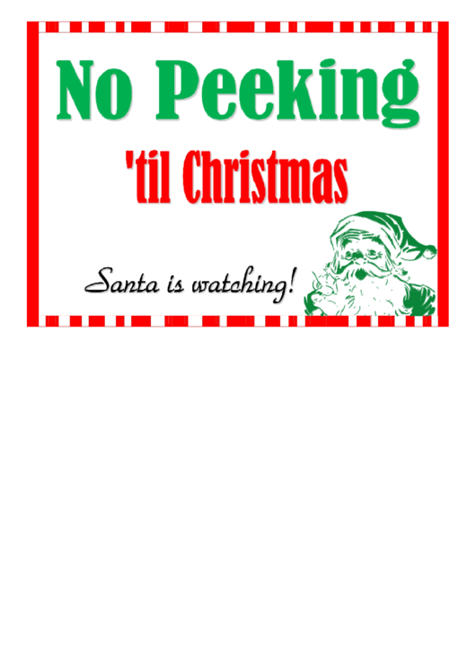 No Peeking Santa Sign Printable pdf