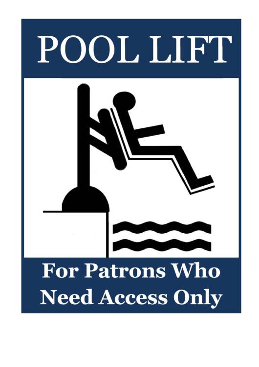 Pool Lift Sign Printable pdf