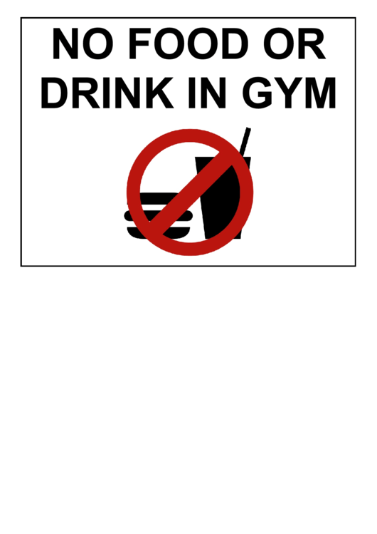 Gym - No Food Sign Template Printable pdf
