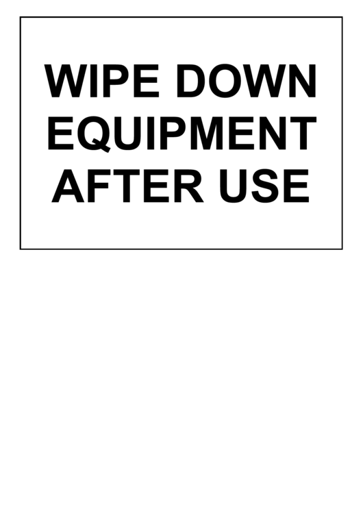 Wipe Down Equipment Printable pdf