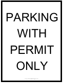 Park With Permit Only Sign