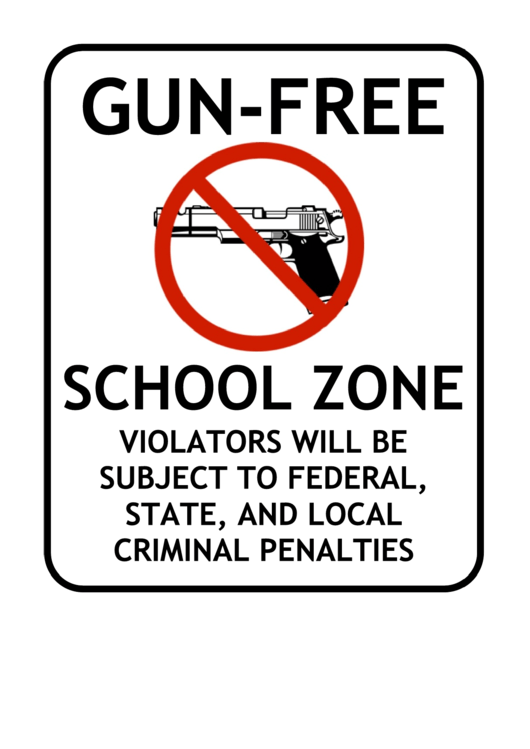 Gun-Free School Sign Template Printable pdf