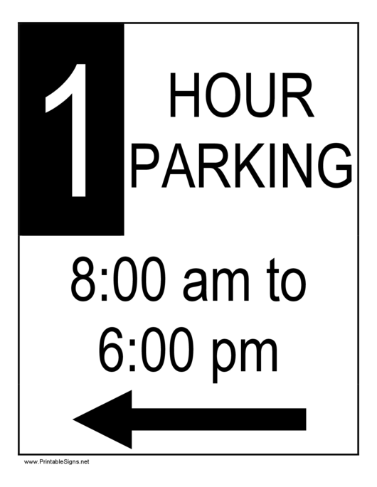 1 Hour Parking Printable pdf