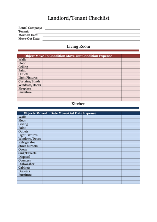 Landlord Checklist Printable pdf