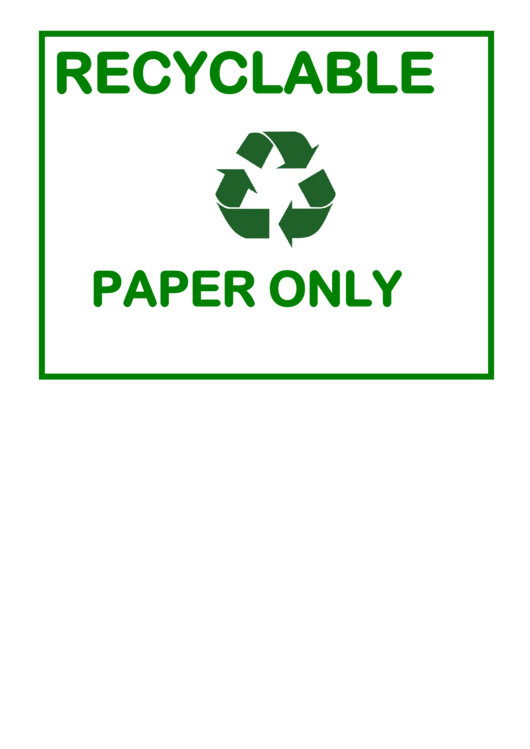 Recyclable Paper Only Printable pdf