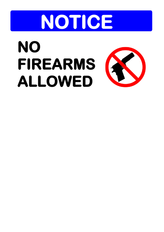Notice No Firearms Printable pdf