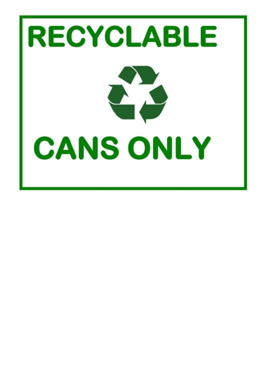 Recyclable Cans Only Printable pdf