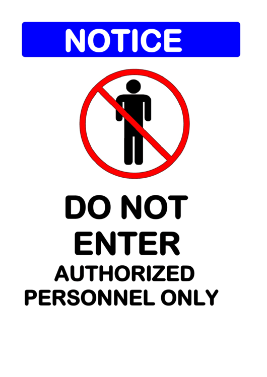 Notice Sign Do Not Enter Printable pdf