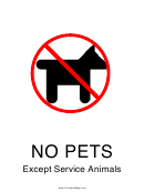 No Pets Except Service Animals