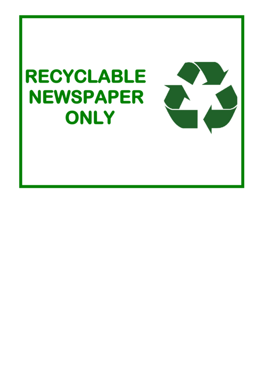Recyclable Newspaper Only Printable pdf