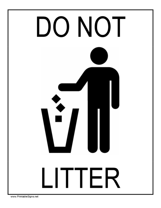 Do Not Litter Sign Template Printable pdf