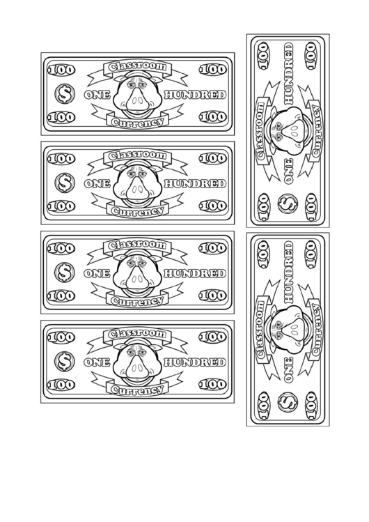 Fillable Classroom Currency One Hundred Dollar Bill Template Printable pdf