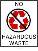 Recyclables - No Hazardous Waste