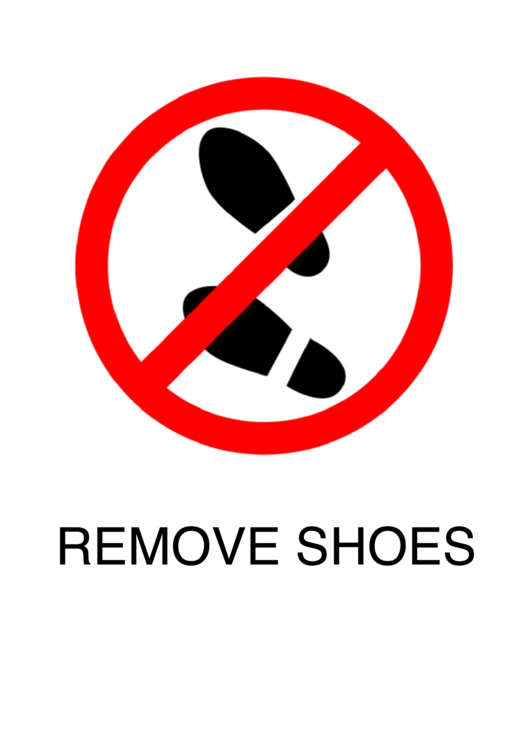 Remove Shoes Sign Template Printable pdf