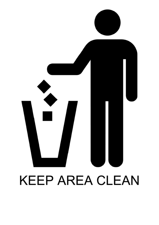 Keep Area Clean With Caption Sign Printable pdf