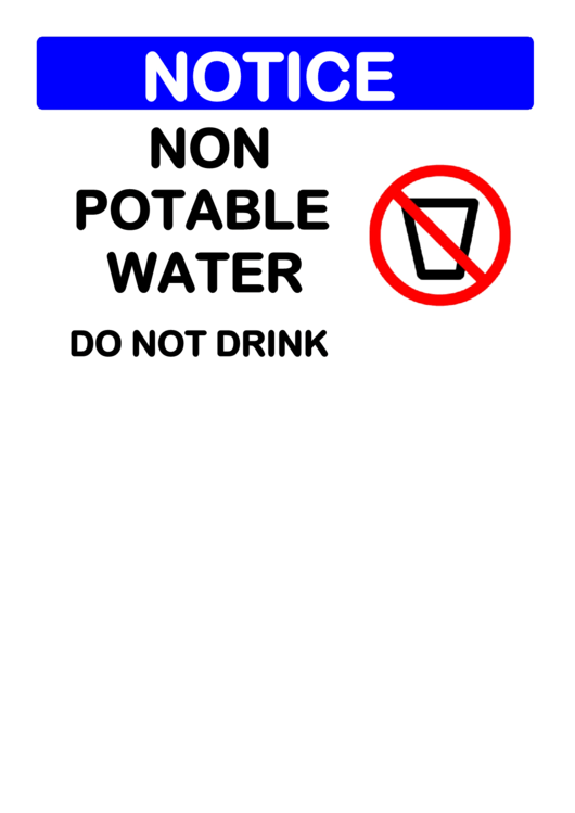 Notice Non Potable Water 2 printable pdf download