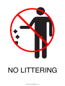No Littering Sign Template