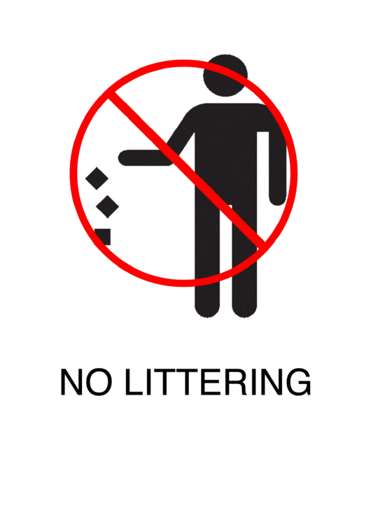 No Littering Sign Template Printable pdf