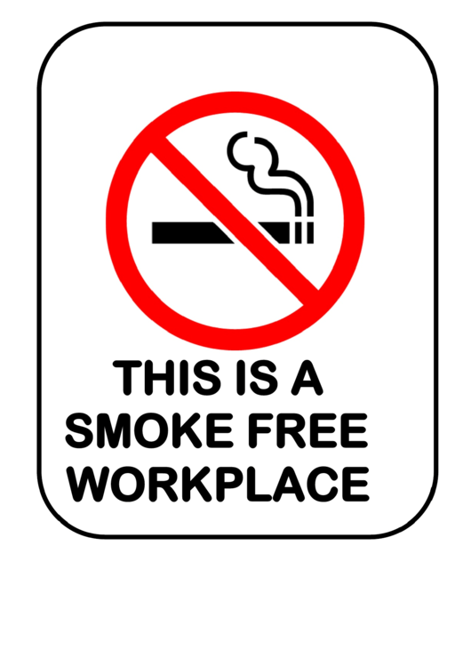 No Smoking - Smoke Free Workplace Sign Template Printable pdf