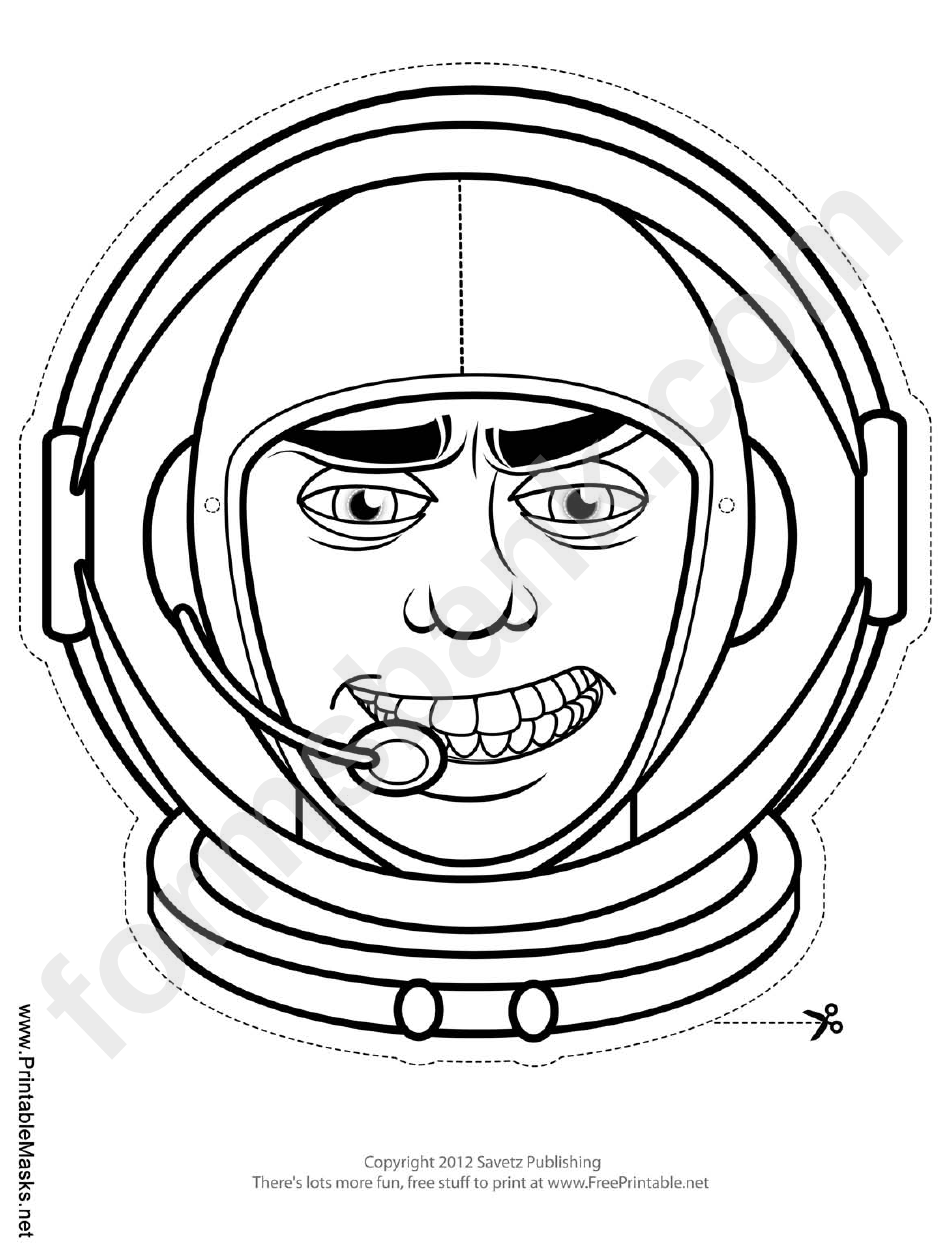 Space Man Mask Outline Template