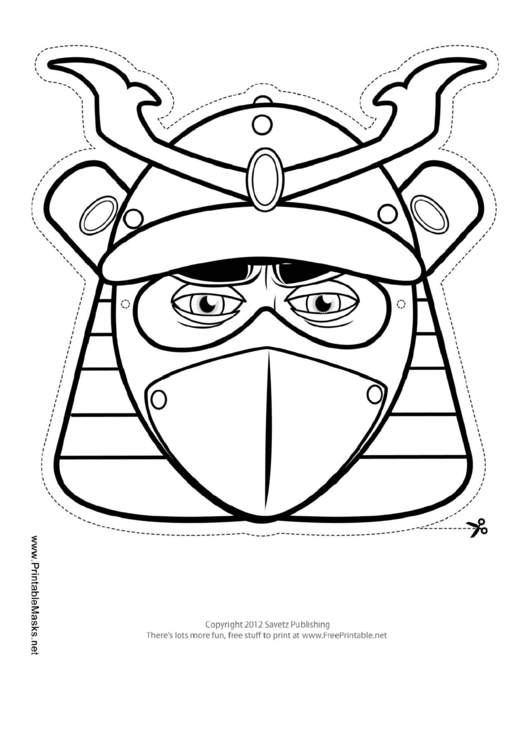 Fillable Samurai Mask Outline Template Printable pdf