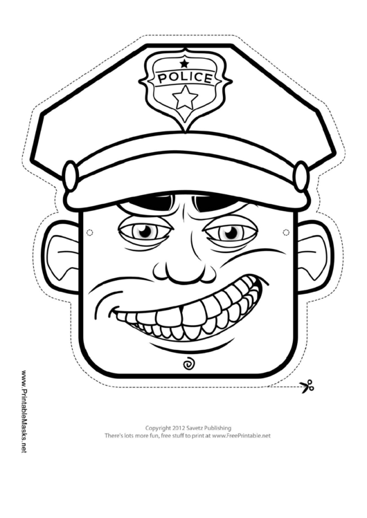 Fillable Police Officer Mask Outline Template Printable pdf