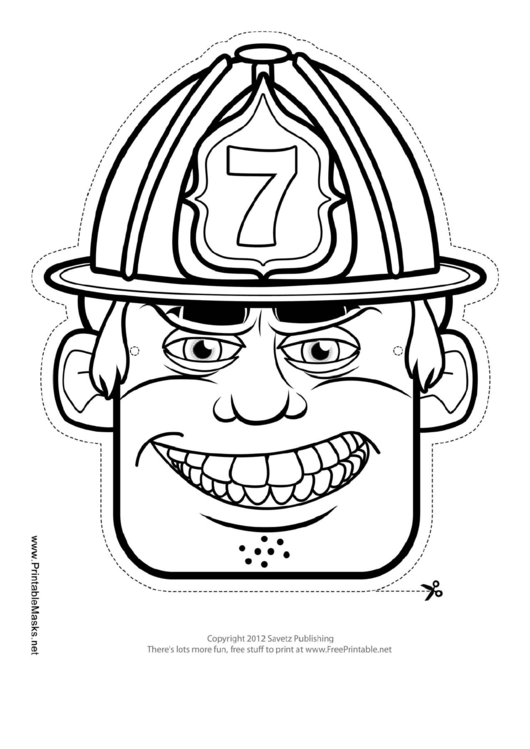 Fillable Fireman Mask Outline Template Printable pdf