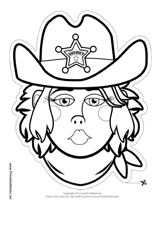 Fillable Sheriff Woman Mask Outline Template printable pdf download
