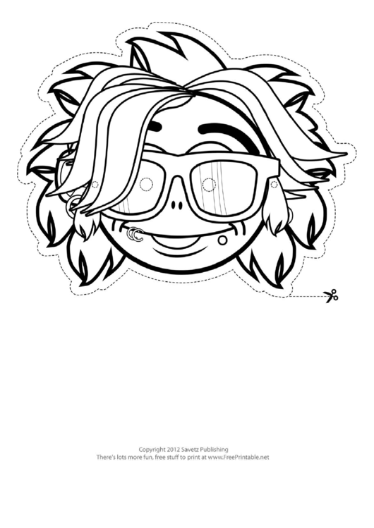 Fillable Hippy Mask Outline Template Printable pdf