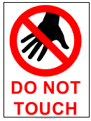 Do Not Touch Sign Template
