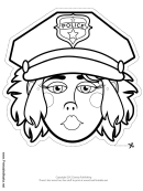 Police Woman Mask Outline Template
