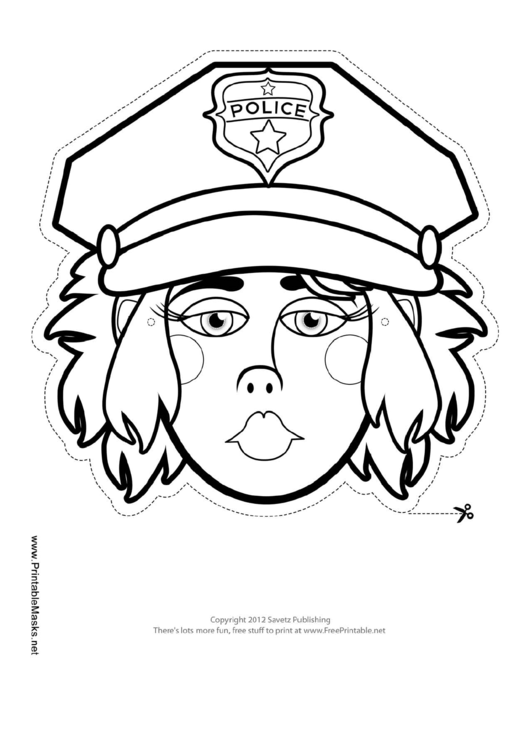 Fillable Police Woman Mask Outline Template Printable pdf